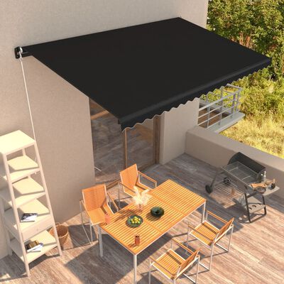 vidaXL Manual Retractable Awning 500x300 cm Anthracite