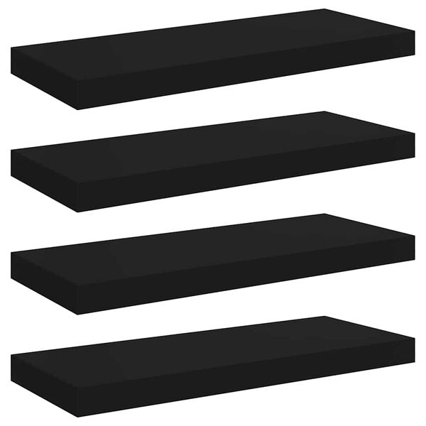 vidaXL Floating Wall Shelves 4 pcs Black 60x23.5x3.8 cm MDF