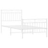 vidaXL Metal Bed Frame without Mattress with Footboard White 90x200cm
