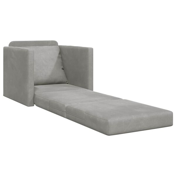 vidaXL Folding Sofa Bed Light Grey 74 x 77 x 81 cm Velvet