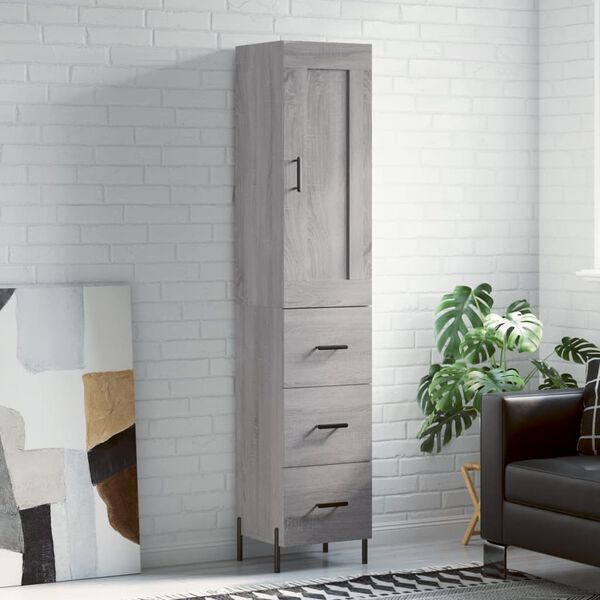 vidaXL Highboard Grey Sonoma 34.5x34x180 cm Engineered Wood