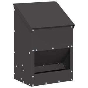 vidaXL Chicken Feeder Black 21 x 16 x 33 cm 3 kg Cold-Rolled Steel