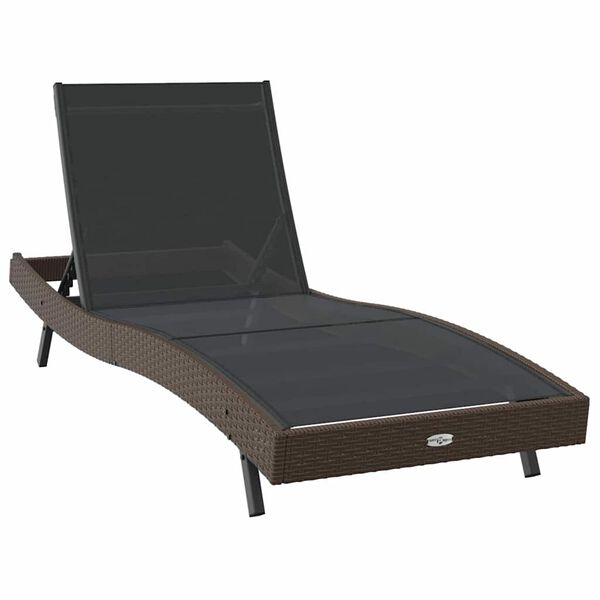 vidaXL Sunlounger Brown 70 x 197 x 82 cm Poly Rattan and Metal