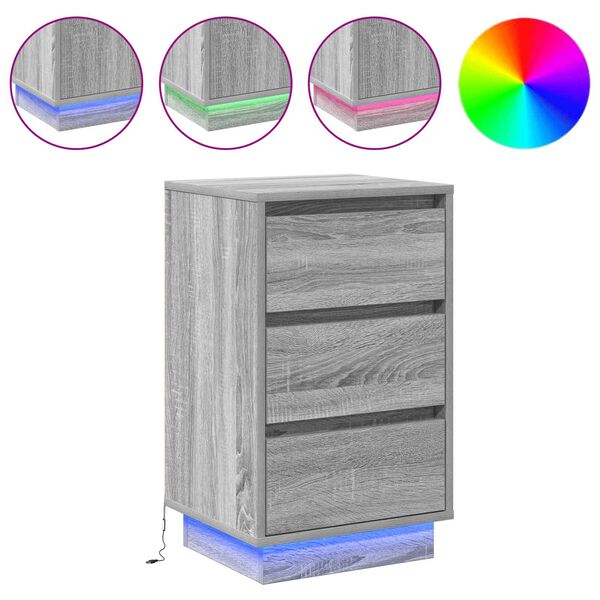 vidaXL Bedside Cabinet Grey 39 x 34.5 x 65 cm Engineered wood