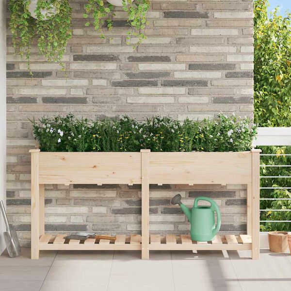 vidaXL Garden Planter Beige 161 x 43 x 76.5 cm Solid Fir Wood