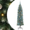 vidaXL Artificial Slim Christmas Tree Green and White 180 cm