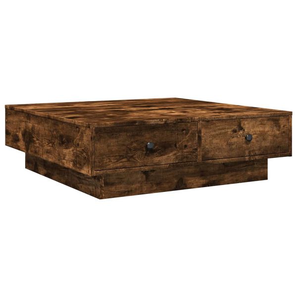 vidaXL Coffee Table Smoked Oak 90x90x28 cm Engineered Wood