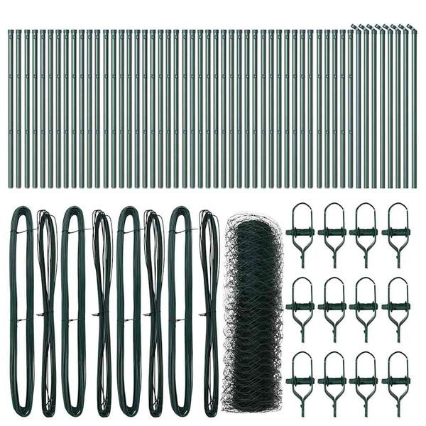 vidaXL Fence with Posts Green 0.6 x 100 m PVC-coated steel