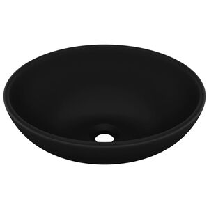 vidaXL Luxury Basin Oval-shaped Matt Black 40x33 cm Ceramic