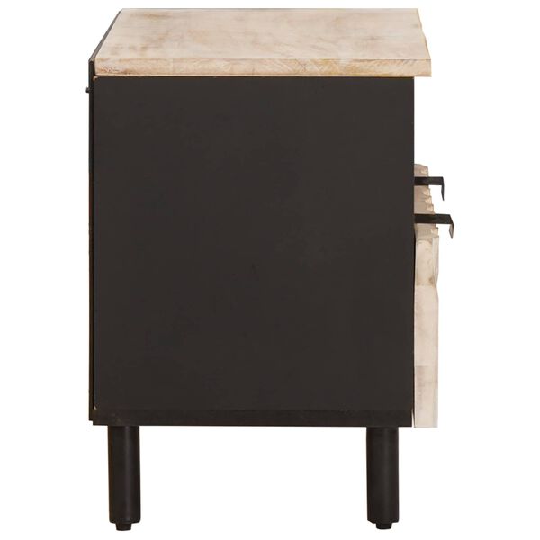 vidaXL TV Cabinet White Wash Finish 70 x 33.5 x 46 cm Solid Mango Wood