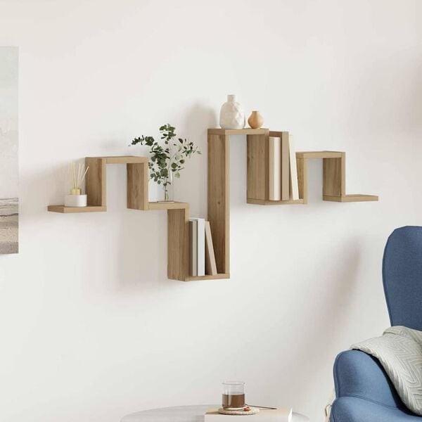 vidaXL Wall Shelf Artisan oak 104.5 x 10 x 43 cm Engineered Wood