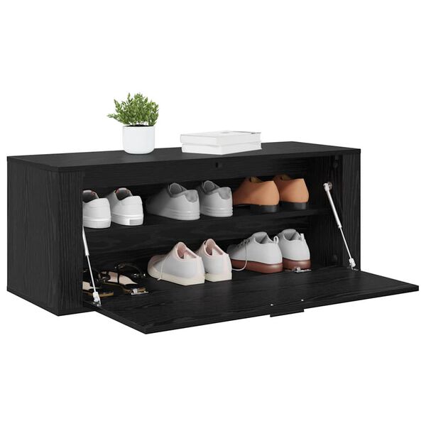vidaXL Shoe Cabinet Black oak 100 x 35 x 38 cm Engineered wood