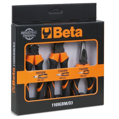 Beta Tools 3 Piece Pliers Set 1169GBM/D3 with Bi-material Handles