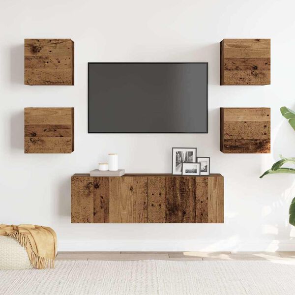 vidaXL 5 Piece TV Cabinet Set Wall-mounted Old Wood Engineered Wood