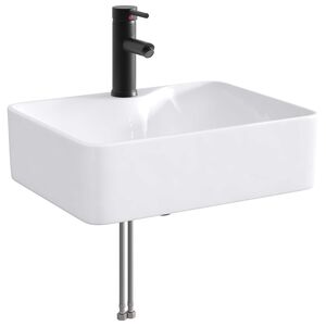 vidaXL Bathroom Sink with Faucet and Drain Matte Black