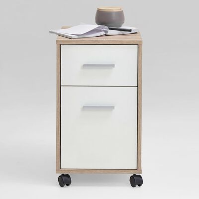 FMD Mobile Drawer Cabinet Oak and White