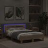 vidaXL Bed Frame with LED Sonoma 137 x 190 cm Engineered Wood