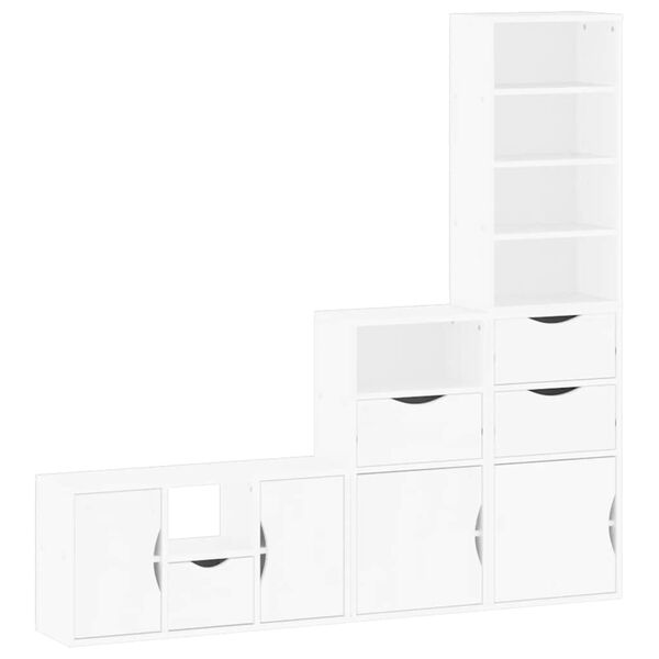 vidaXL 4 Piece TV Units with Storage ODDA White Solid Wood Pine