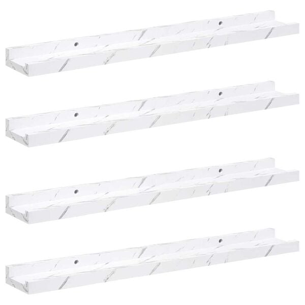 vidaXL Wall Shelf 4 pcs White Marble 60 x 9 x 3 cm Engineered Wood
