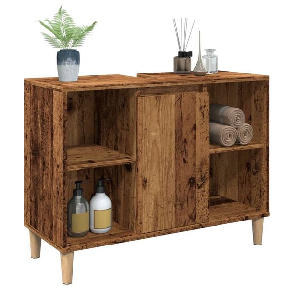 vidaXL Bathroom Cabinet Old Wood 80x33x60 cm Engineered Wood