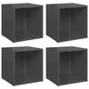 vidaXL 4 Piece TV Cabinet Set High Gloss Grey 37x35x37 cm Engineered Wood