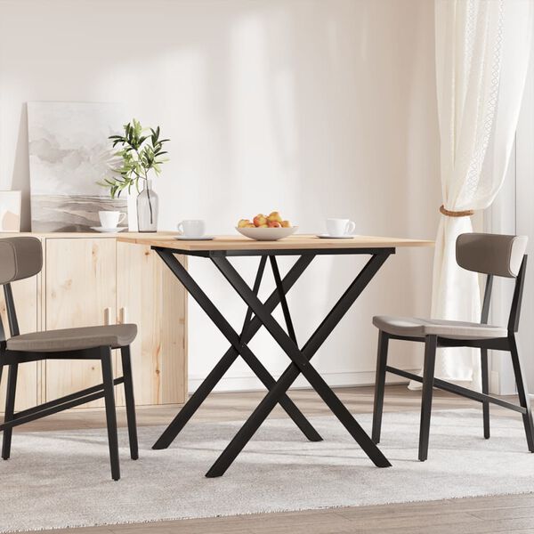 vidaXL Dining Table X-Frame 80x80x75 cm Solid Wood Pine and Steel