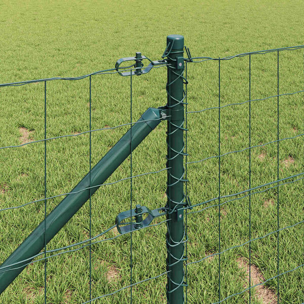 vidaXL Fence with Posts Green 0.6 x 25 m Steel