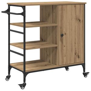 vidaXL Kitchen Trolley Artisan oak & & Black 87.5 x 38.5 x 84.5 cm