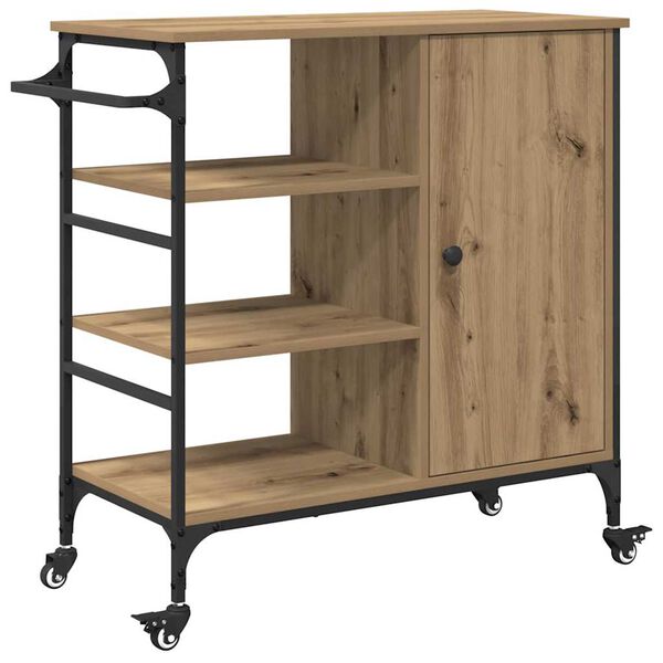 vidaXL Kitchen Trolley Artisan oak & & Black 87.5 x 38.5 x 84.5 cm