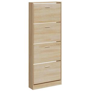 vidaXL Shoe Cabinet Oak 59x17x150 cm Engineered Wood