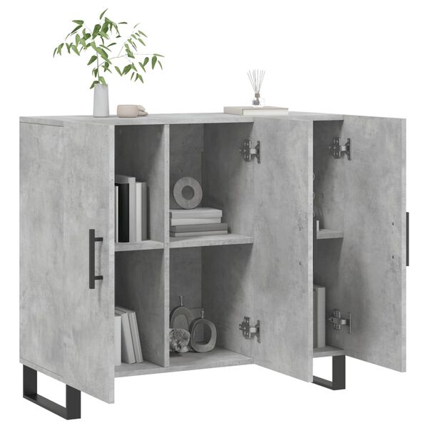 vidaXL Sideboard Concrete Grey 90x34x80 cm Engineered Wood