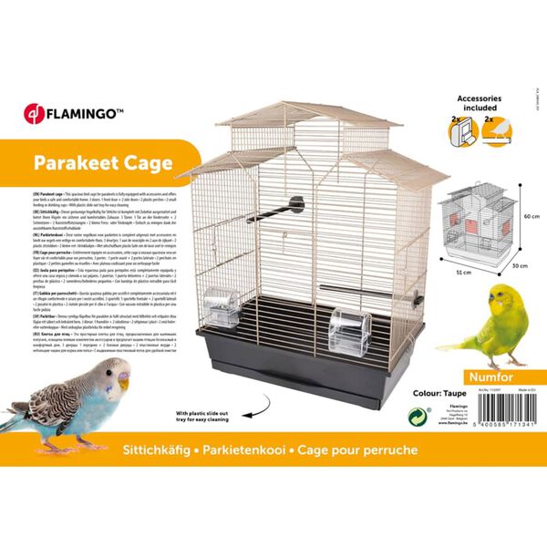 FLAMINGO Parakeet Cage Numfor 1 51x30x60 cm Metallic Taupe