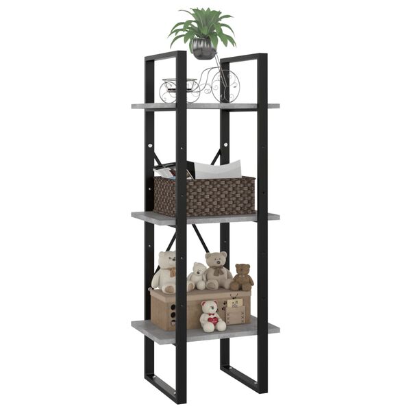 vidaXL 3-Tier Book Cabinet Concrete Grey 40x30x105 cm Engineered Wood