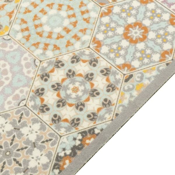 vidaXL Kitchen Rug Washable Hexagon Pastel 60x300 cm Velvet