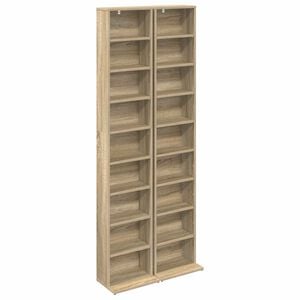 vidaXL CD Cabinet 2 pcs Sonoma Oak 33 x 23.5 x 175 cm Engineered Wood