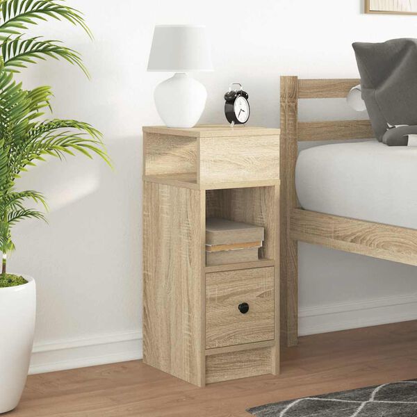 vidaXL Bedside Cabinet with Drawer Sonoma Oak 25x31x66 cm