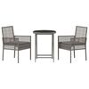 vidaXL Garden Bistro Set 3 pcs Grey Poly rattan