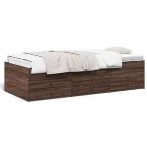 vidaXL Daybed with Drawers without Mattress Brown Oak 100x200 cm