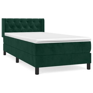 vidaXL Box Spring Bed with Mattress Dark Green 80x200 cm Velvet