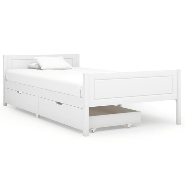 vidaXL Bed Frame without Mattress White Solid Wood Pine 100x200 cm