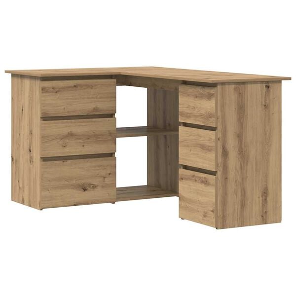vidaXL Corner Desk Artisan Oak 145x100x76 cm Engineered Wood