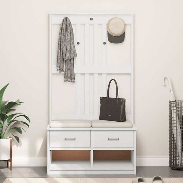 vidaXL Hall Tree SANDNES White 87x40x159.5cm Solid Wood Pine