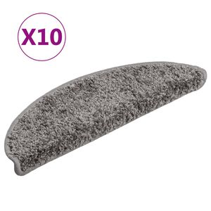 vidaXL Stair Mats 10 pcs 56x17x3 cm Grey Half Round