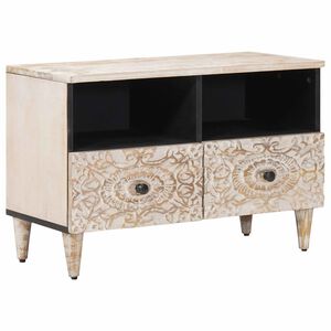 vidaXL TV Cabinet White 70 x 33.5 x 46 cm Solid Mango Wood