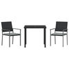 vidaXL Garden Dining Set 3 pcs Black Poly rattan