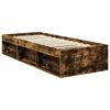 vidaXL Bed Frame with Headboard Smoked Oak 75 x 190 cm Solid Pine Wood