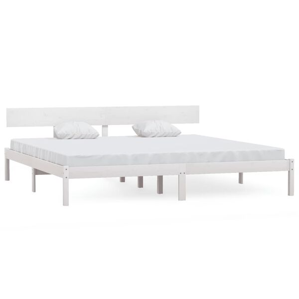 vidaXL Bed Frame without Mattress White Solid Wood Super King