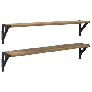 vidaXL Wall Shelves with Shelf 2 pcs Artisan Oak 80 x 15 x 15.5 cm