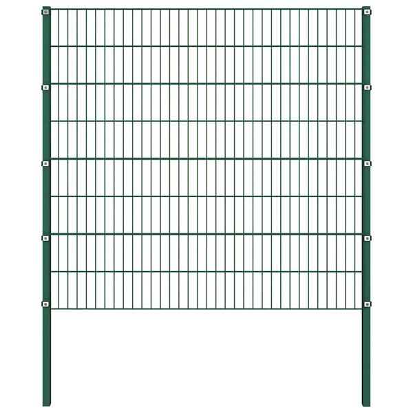 vidaXL Fence Panel with Posts Iron 176.5x160 cm Green