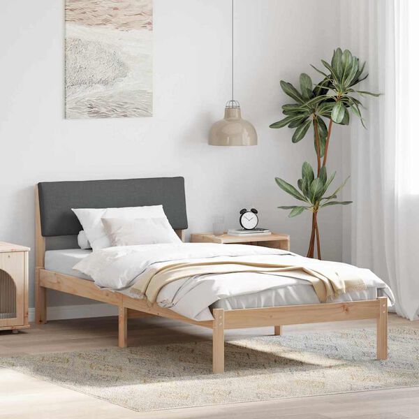 vidaXL Bed frame Brown and dark grey 90 x 190 cm Solid pine wood